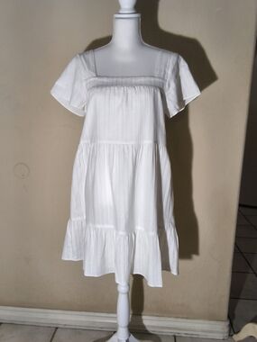 Copper Key White Tiered Mini Dress